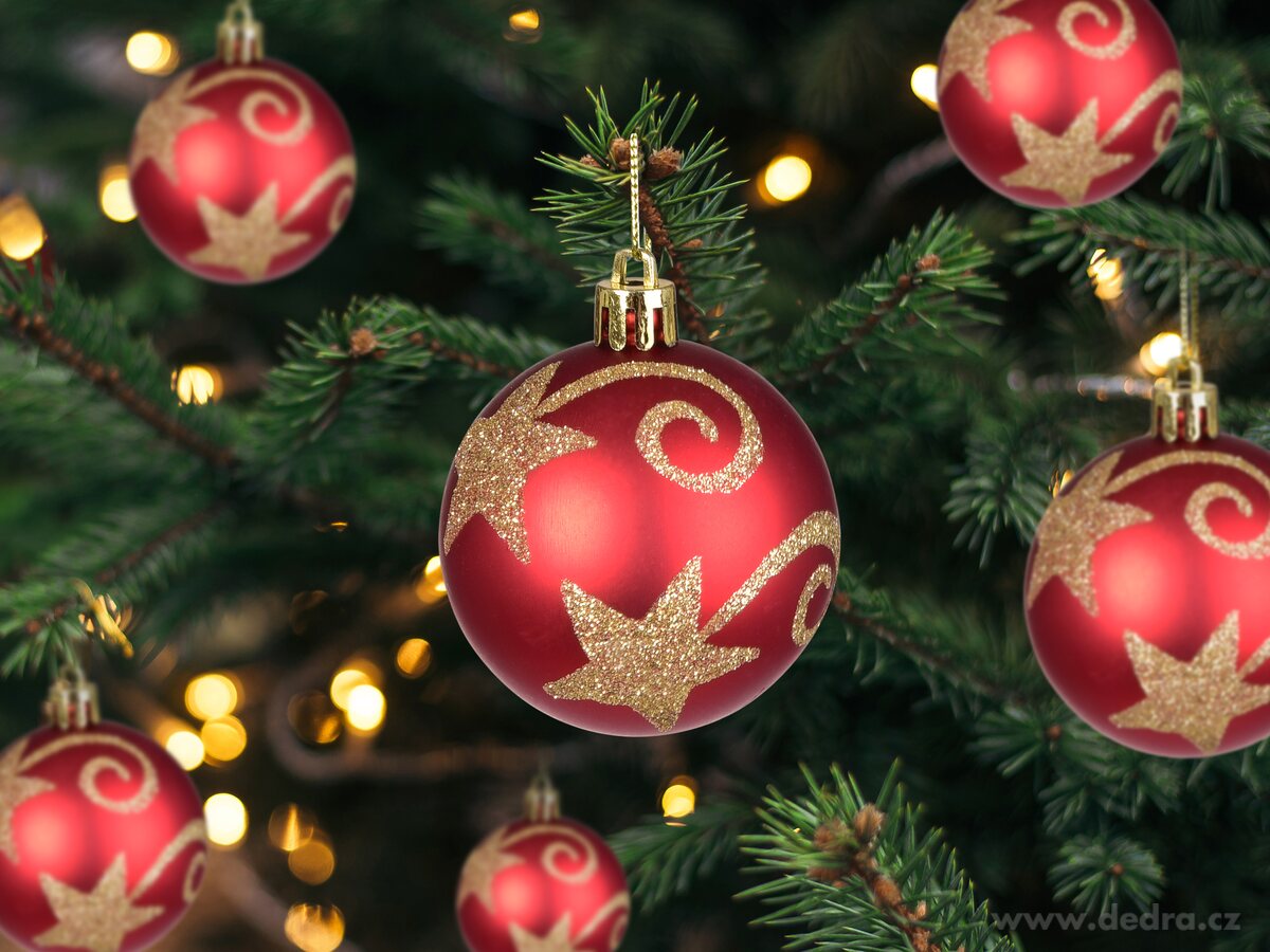 HVĚZDNÁ POSELSTVÍ, sada ozdob, 6 ks, červené koule s betlémskou hvězdou – náhled 3 | Grand Móda