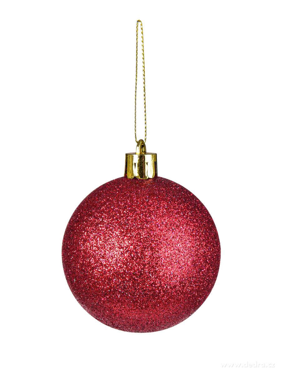 VÁNOČNÍ GLORIA, sada ozdob, 6 ks, červené třpytivé koule – náhled 2 | Grand Móda
