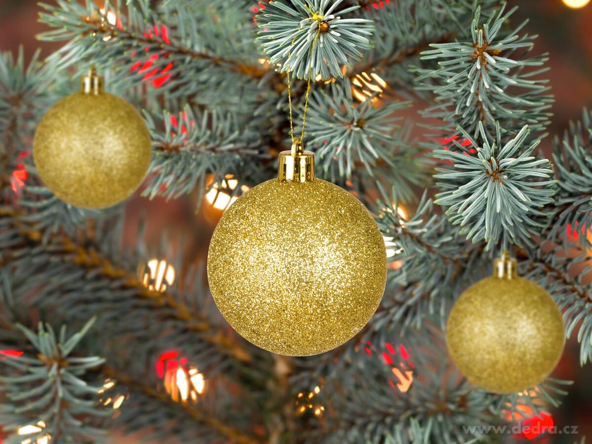 ZLATÁ AURA, sada ozdob, 6 ks, zlaté třpytivé koule – náhled 3 | Grand Móda