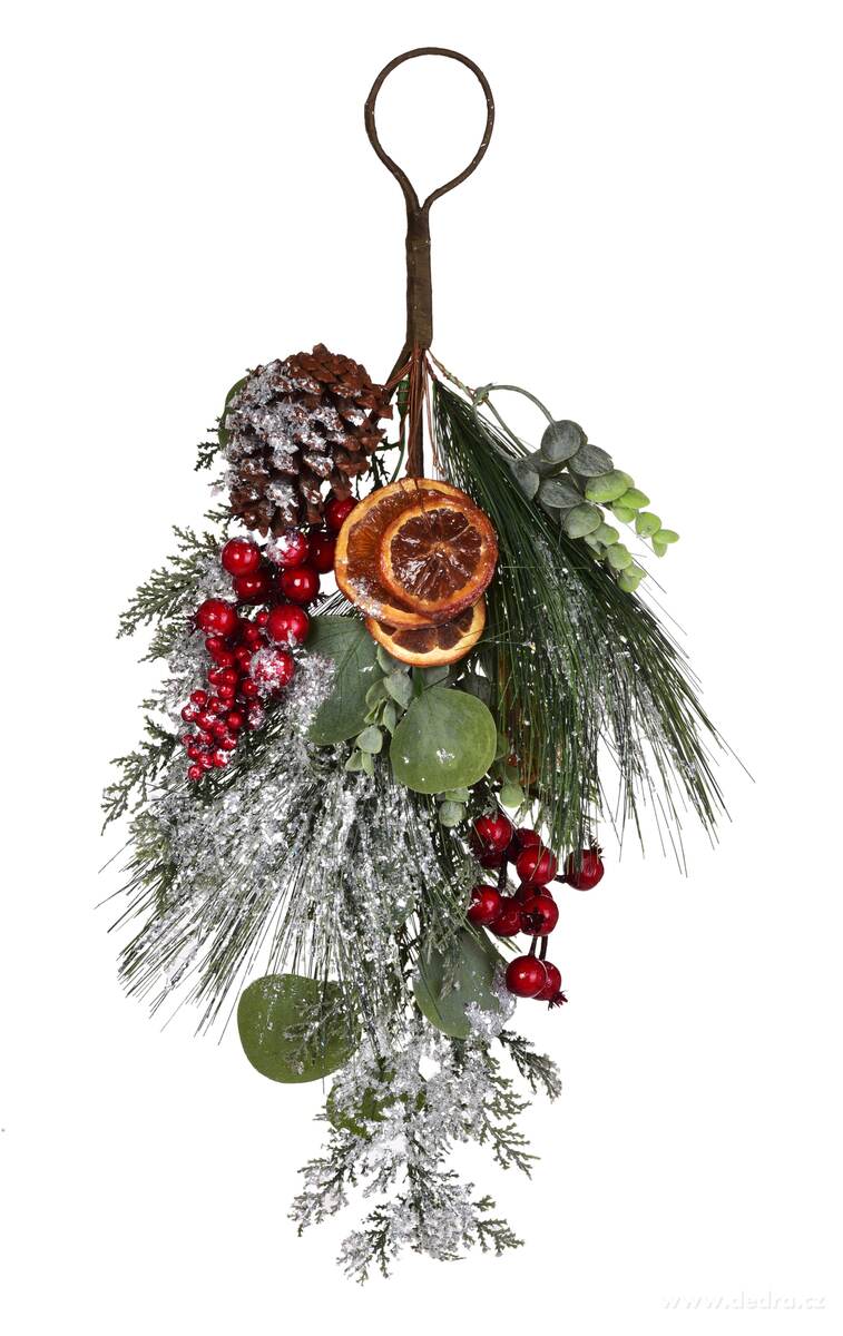 LESNÍ VÁNOCE, závěsná větvička s očkem, 50 cm