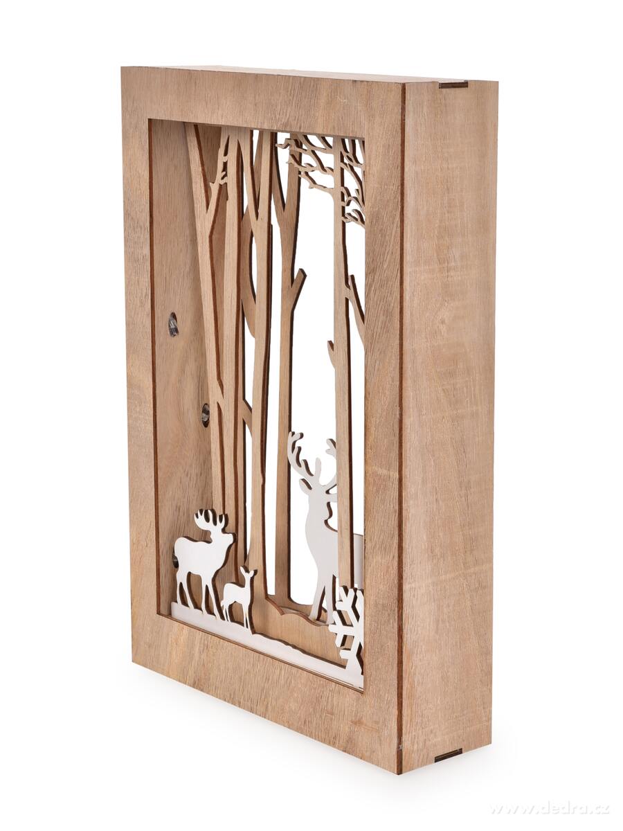 30 cm svítící dřevěná dekorace s motivem jelenů – náhled 2 | Grand Móda