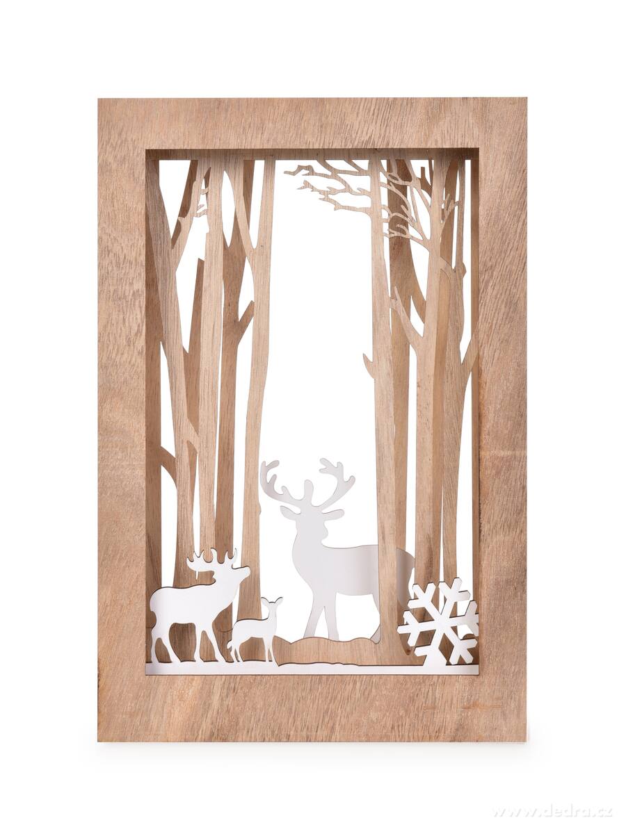30 cm svítící dřevěná dekorace s motivem jelenů – náhled 4 | Grand Móda