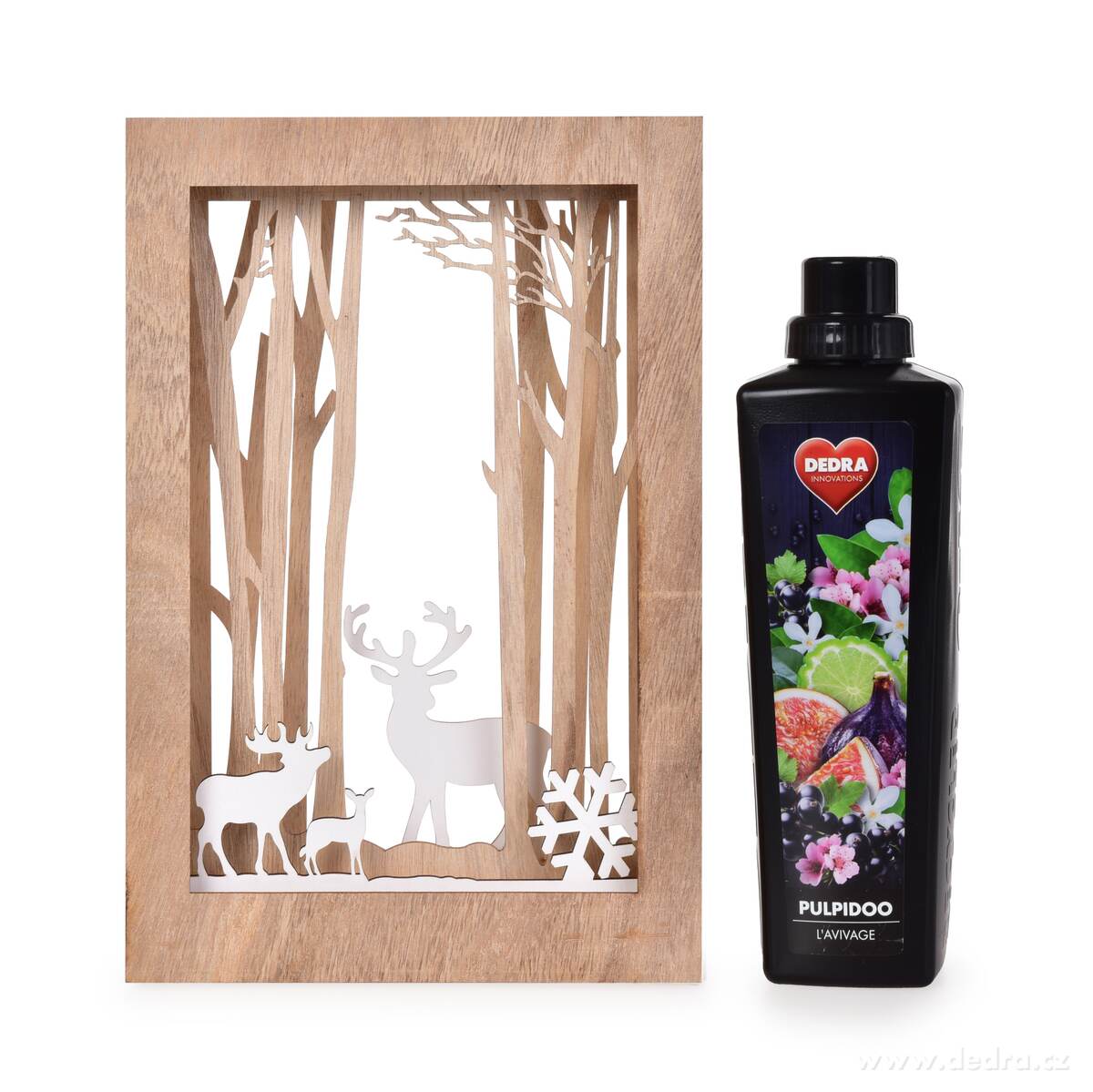 30 cm svítící dřevěná dekorace s motivem jelenů – náhled 5 | Grand Móda