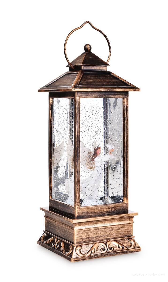 SVĚTLO ANDĚLSKÉ NADĚJE, LED lucerna s poletujícími třpytkami, andělem & melodiemi, výška 31 cm – náhled 2 | Grand Móda