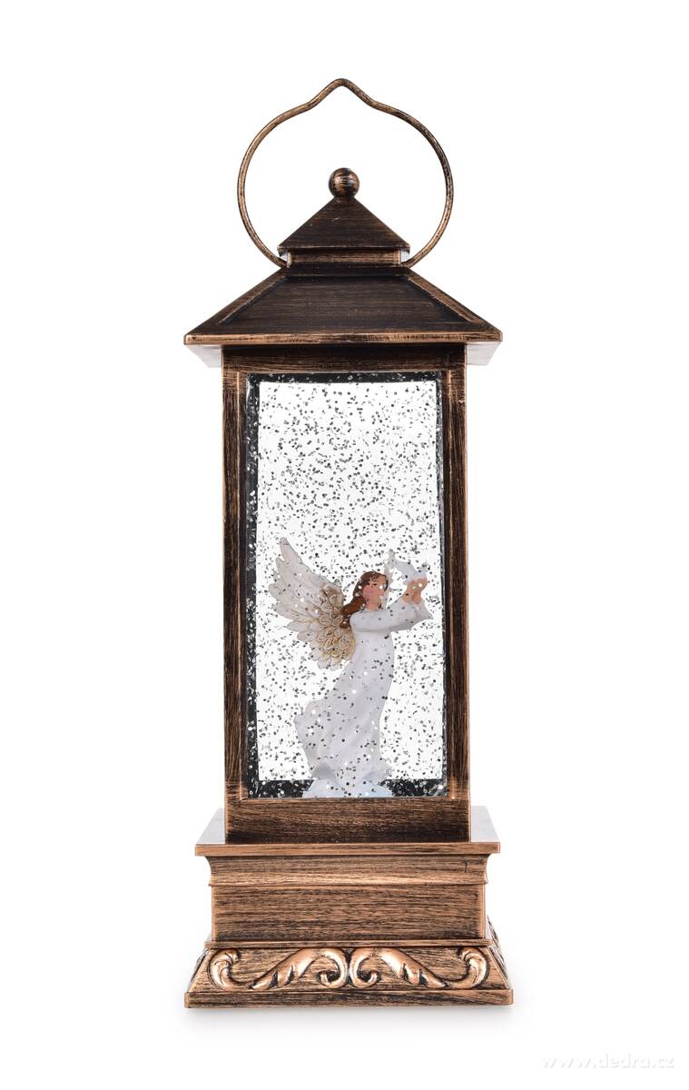 SVĚTLO ANDĚLSKÉ NADĚJE, LED lucerna s poletujícími třpytkami, andělem & melodiemi, výška 31 cm – náhled 4 | Grand Móda