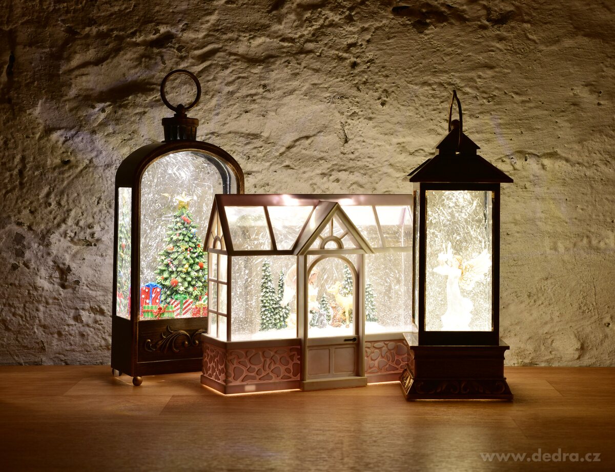 SVĚTLO ANDĚLSKÉ NADĚJE, LED lucerna s poletujícími třpytkami, andělem & melodiemi, výška 31 cm – náhled 5 | Grand Móda