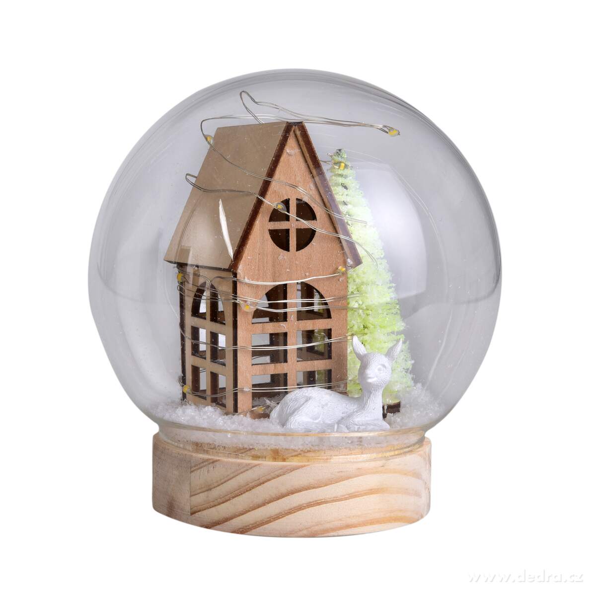 ZIMNÍ DOMEČEK, svítící LED skleněná koule se scénou, Ø 11 cm – náhled 2 | Grand Móda