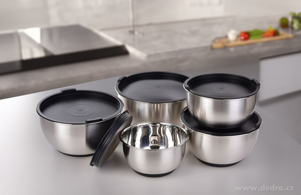 GOURMET, 1, 5 L nerezová kynoucí mísa s víkem a protiskluzovým dnem – náhled 3 | Grand Móda