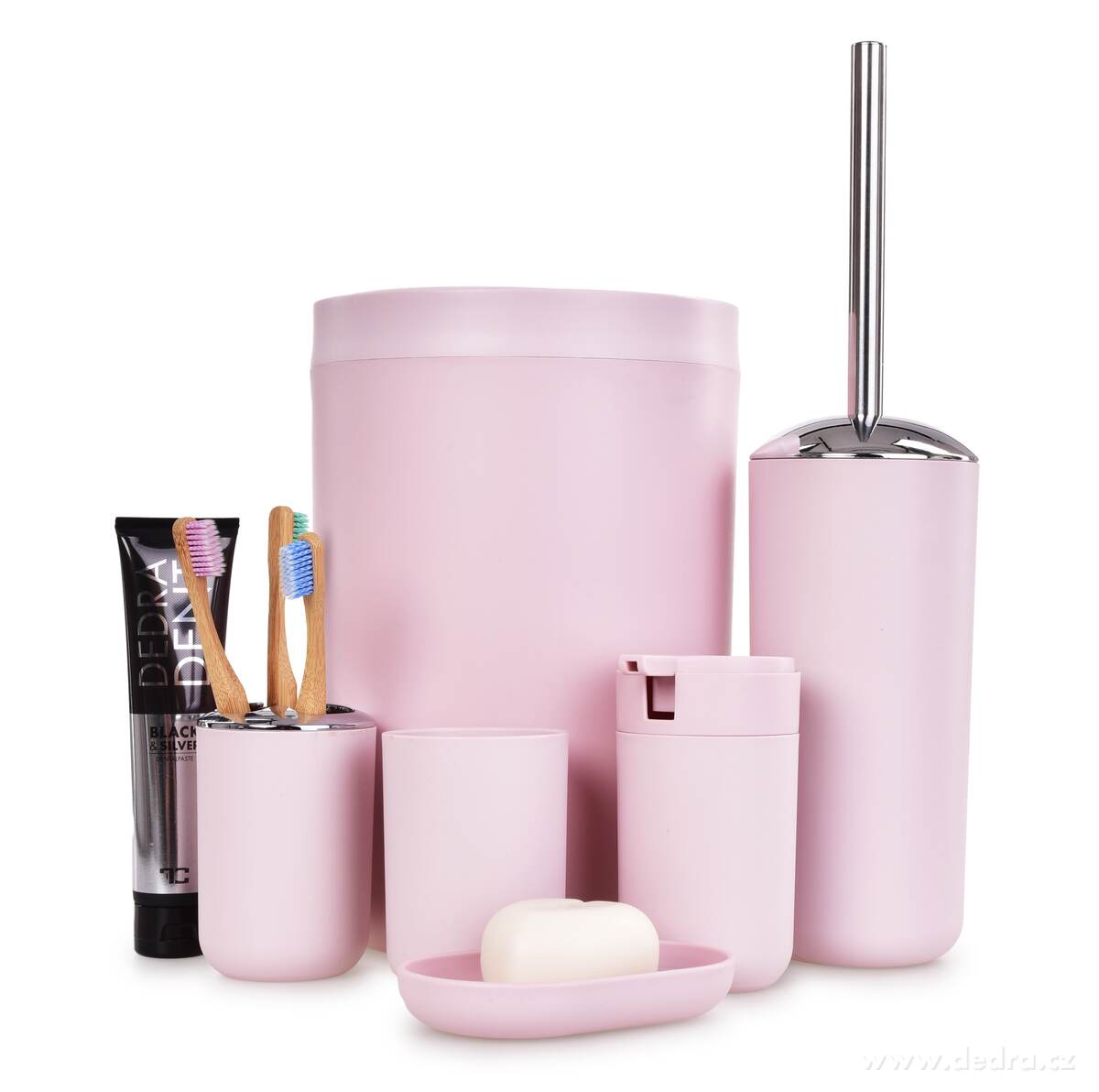 SPA, sada koupelnových doplňků, 6 dílů, růžová + chrom