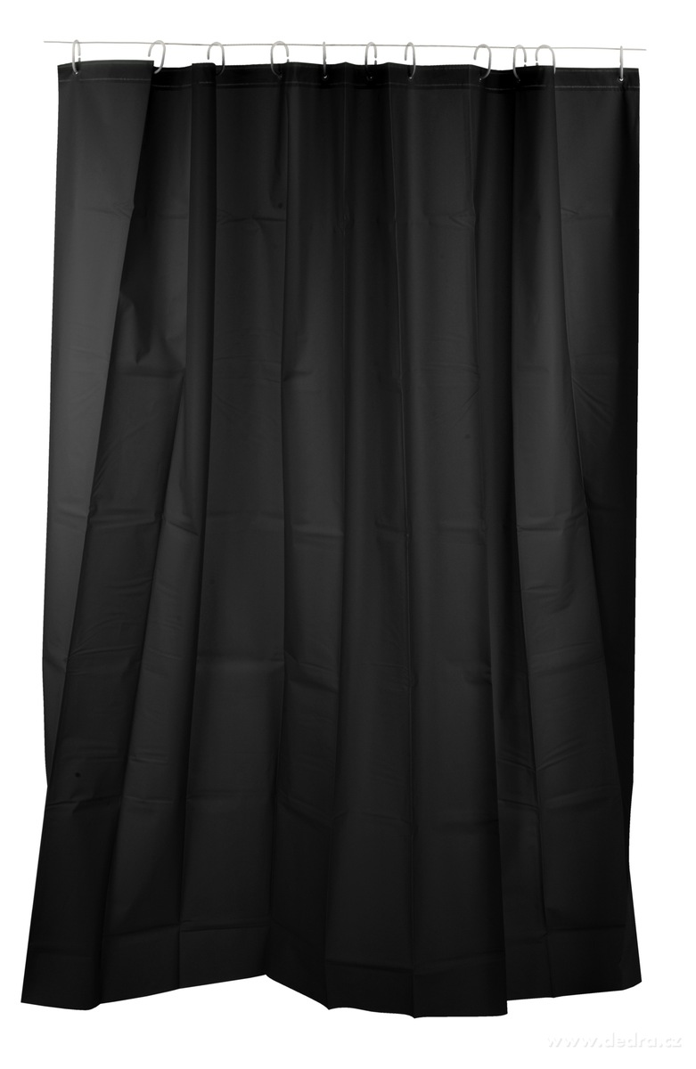 SPA, Koupelnový závěs se 12 kroužky, nepropustný, 180 × 180 cm, černý