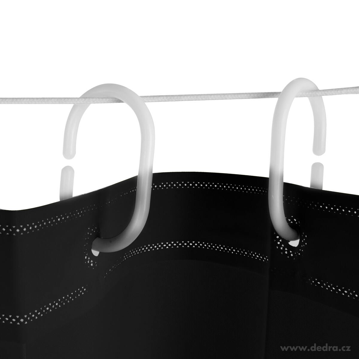 SPA, Koupelnový závěs se 12 kroužky, nepropustný, 180 × 180 cm, černý – náhled 2 | Grand Móda