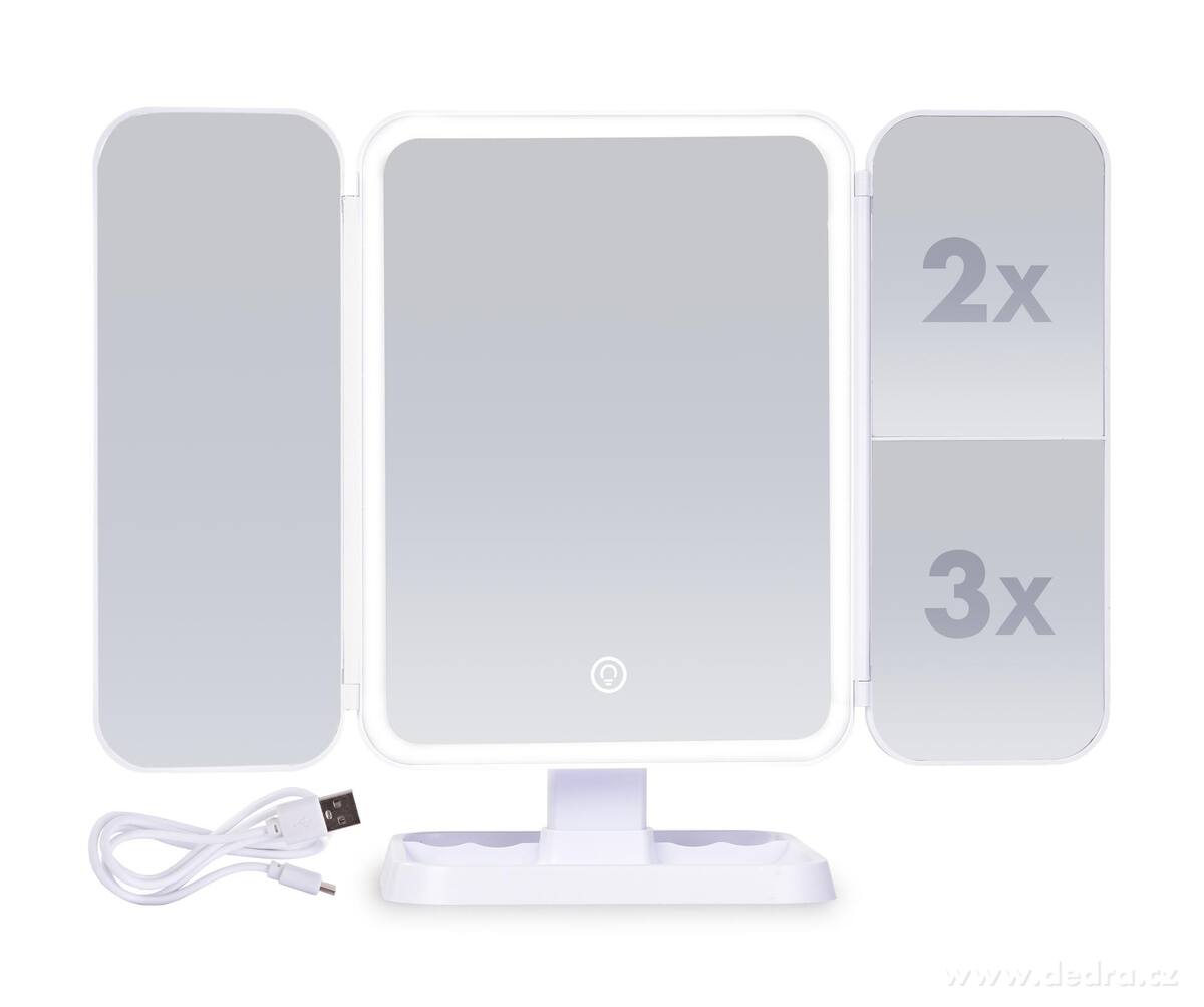 BEAUTY | kouzeln├ę skl├ídac├ş zrcadlo s LED osv─Ťtlen├şm | USB dob├şjen├ş | zv─Ťt┼íovac├ş zrc├ítka | na stojanu - hlavn├ş obr├ízek | L├ş─Źen├ş a make up | Grand M├│da