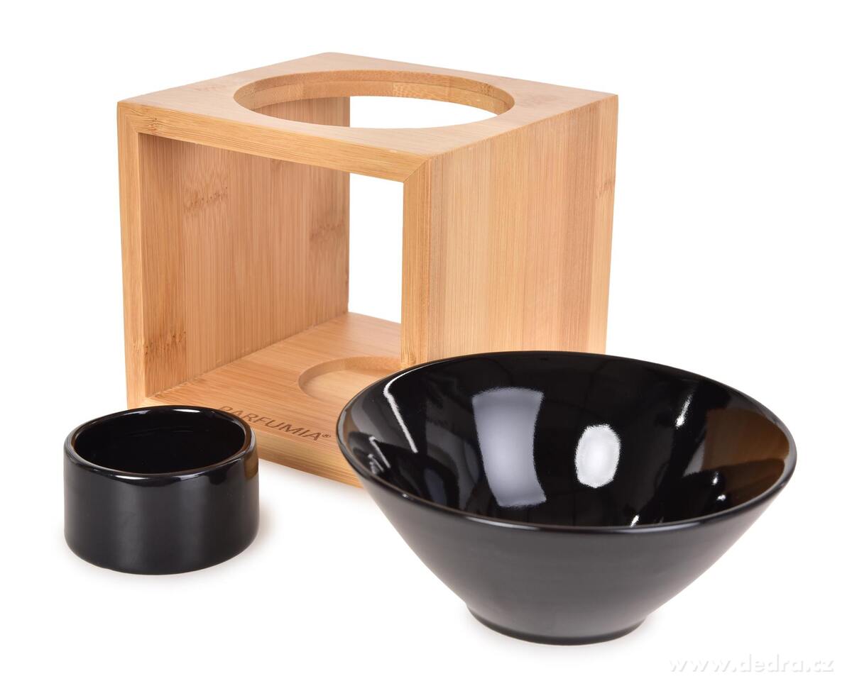 CUBORA | Aromalampa na bambusov├ęm stojanu | ─Źern├í keramika & p┼Ö├şrodn├ş elegance - obr├ízek 4 | Aromalampy | Grand M├│da