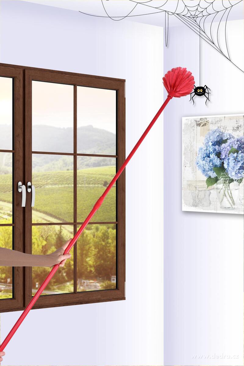 PAVU─îIN├üTOR | teleskopick├Ż vymeta─Ź pavu─Źin | nastaviteln├í d├ęlka 112ÔÇô196 cm | ─Źerven├Ż - obr├ízek 6 | Kart├í─Źe | Grand M├│da