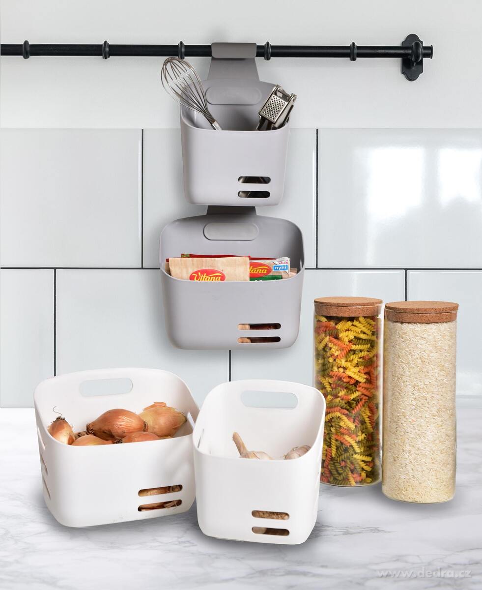 PRAKTIK | Multifunk─Źn├ş modul├írn├ş organiz├ęr s h├í─Źkem na zav─Ť┼íen├ş | b├şl├Ż | 15 cm - obr├ízek 4 | Skladov├ín├ş potravin ­čŹ▒ | Grand M├│da