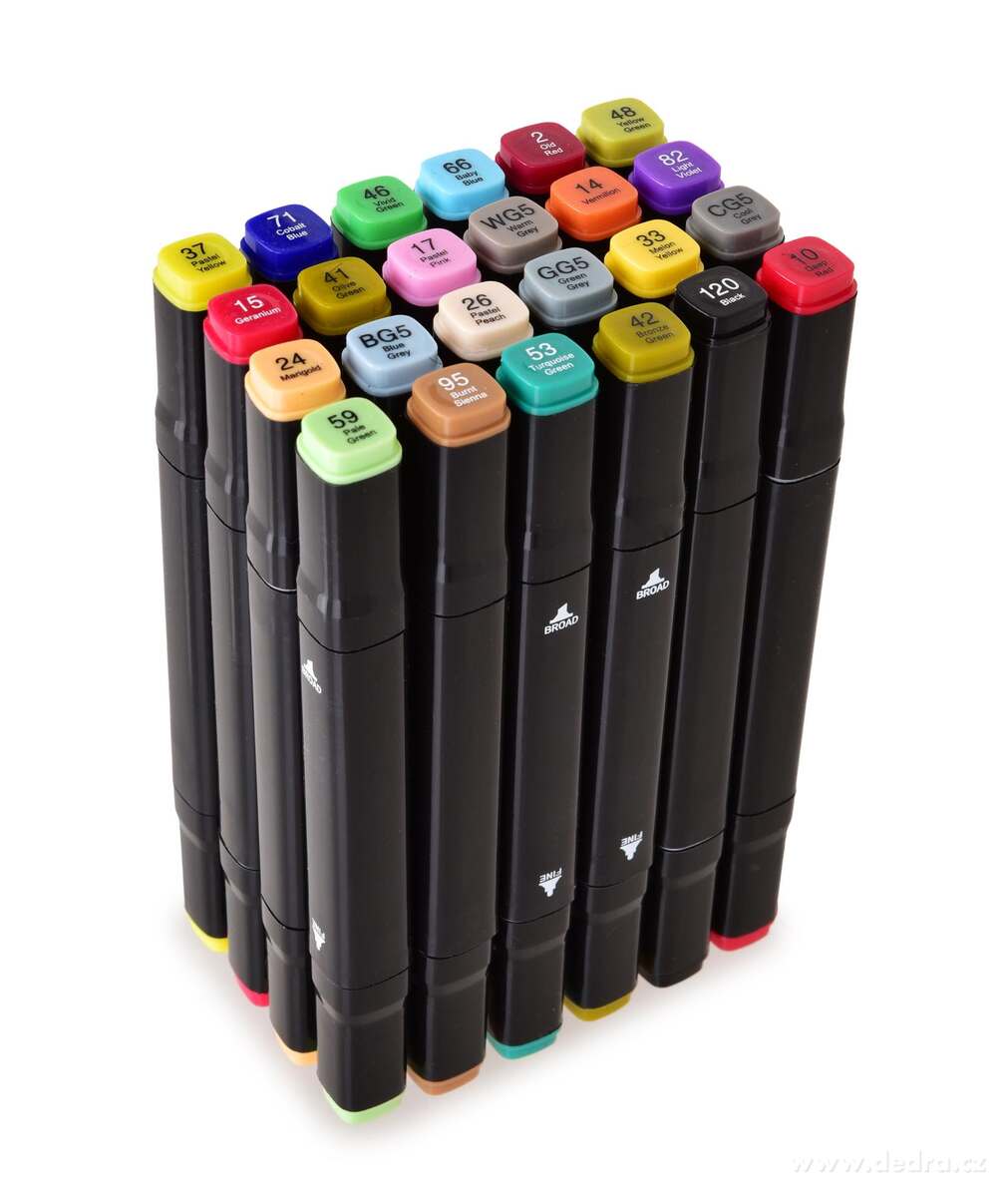 ART | Sada 24 ks oboustrann├Żch alkoholov├Żch fix┼» v textiln├şm pouzd┼Öe | tenk├Ż & ┼íirok├Ż hrot | pro ilustrace, manga & design - obr├ízek 2 | Kancel├í┼Ösk├ę pot┼Öeby | Grand M├│da