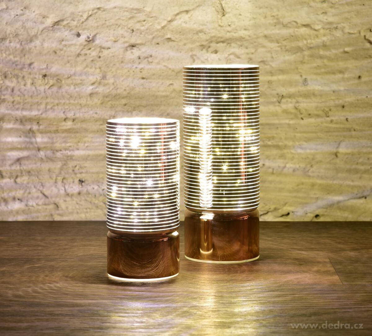 ILUMIN├ë | 15 cm sklen─Ťn├Ż sv├şcen s LED osv─Ťtlen├şm | leskl├Ż b├ę┼żov├Ż dekor - obr├ízek 3 | Sv├şcny | Grand M├│da