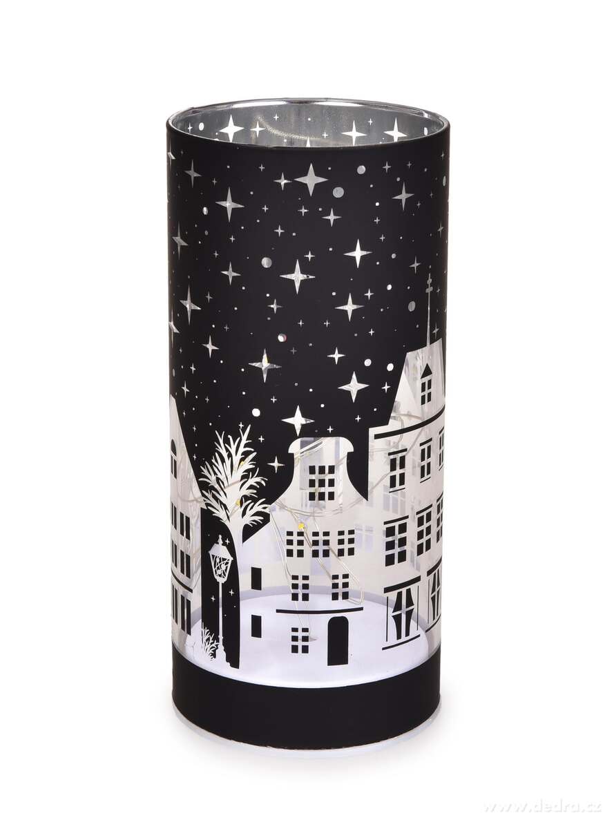 NO─îN├Ź M─ÜSTE─îKO | LED ─Źern├Ż sklen─Ťn├Ż sv├şcen | 15 cm - obr├ízek 2 | Sv├şcny | Grand M├│da