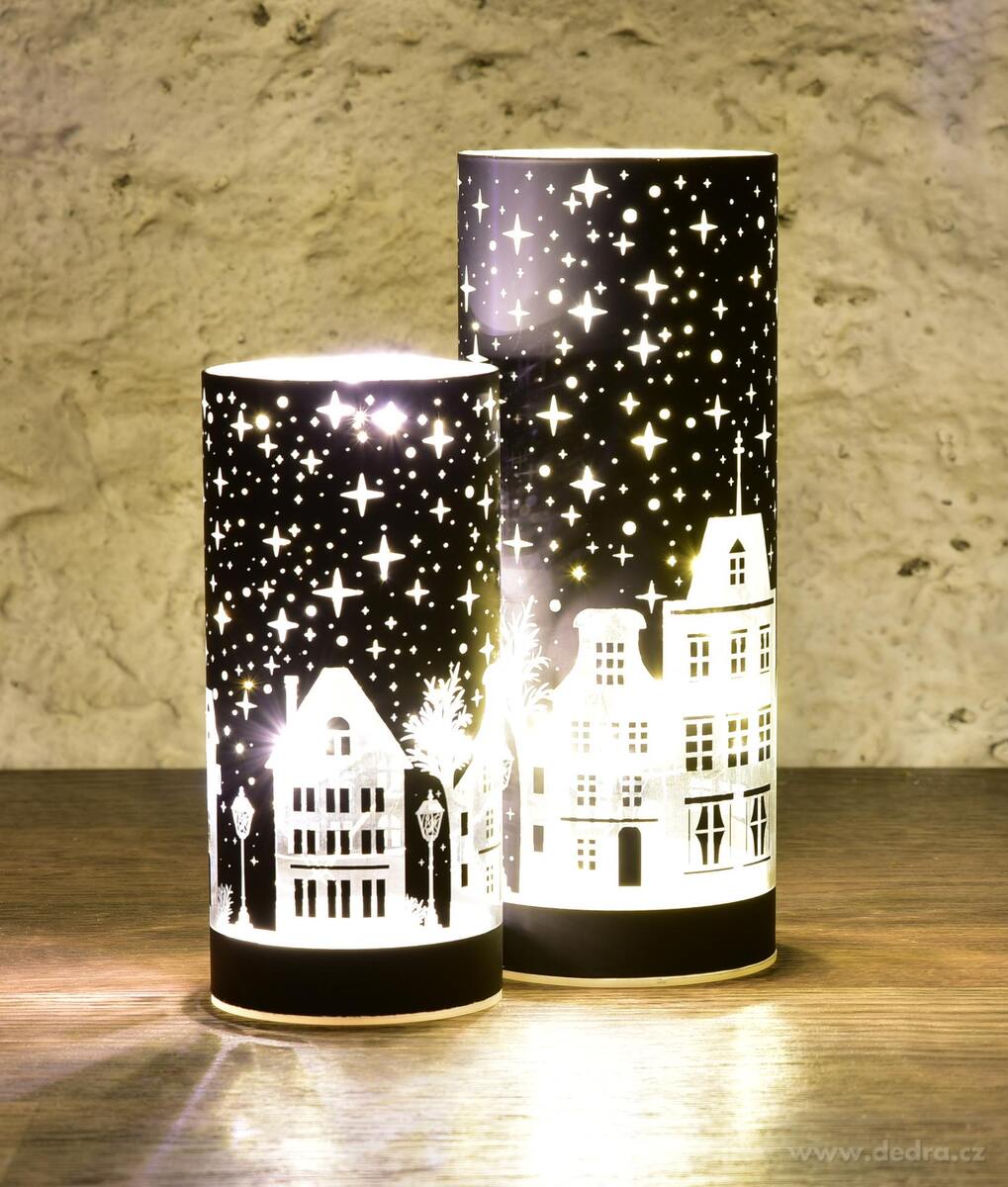 NO─îN├Ź M─ÜSTE─îKO | LED ─Źern├Ż sklen─Ťn├Ż sv├şcen | 15 cm - obr├ízek 3 | Sv├şcny | Grand M├│da