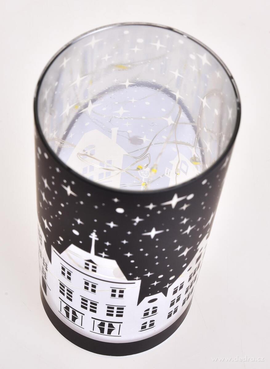 NO─îN├Ź M─ÜSTE─îKO | LED ─Źern├Ż sklen─Ťn├Ż sv├şcen | 15 cm - obr├ízek 5 | Sv├şcny | Grand M├│da