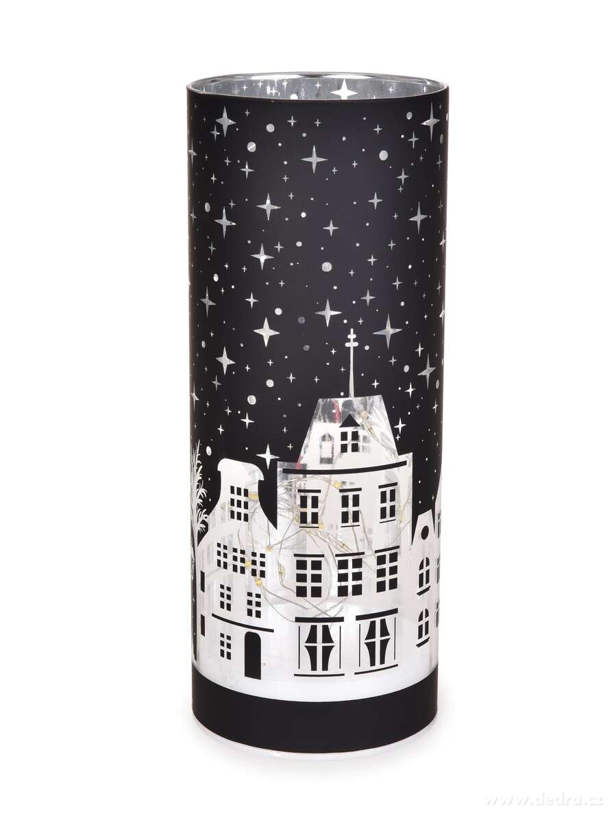 NO─îN├Ź M─ÜSTE─îKO | LED ─Źern├Ż sklen─Ťn├Ż sv├şcen | 20 cm - obr├ízek 2 | Sv├şcny | Grand M├│da