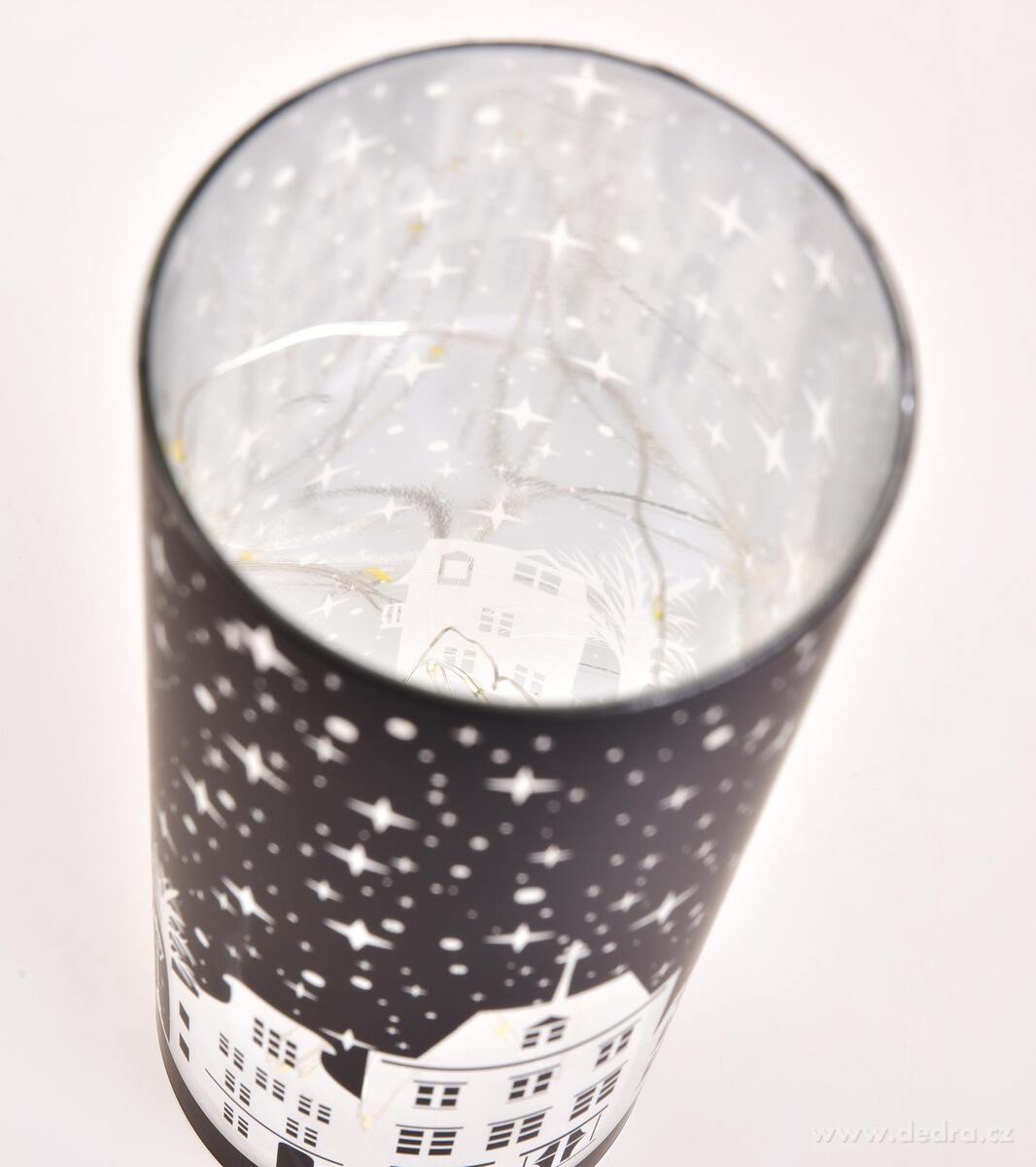 NO─îN├Ź M─ÜSTE─îKO | LED ─Źern├Ż sklen─Ťn├Ż sv├şcen | 20 cm - obr├ízek 5 | Sv├şcny | Grand M├│da