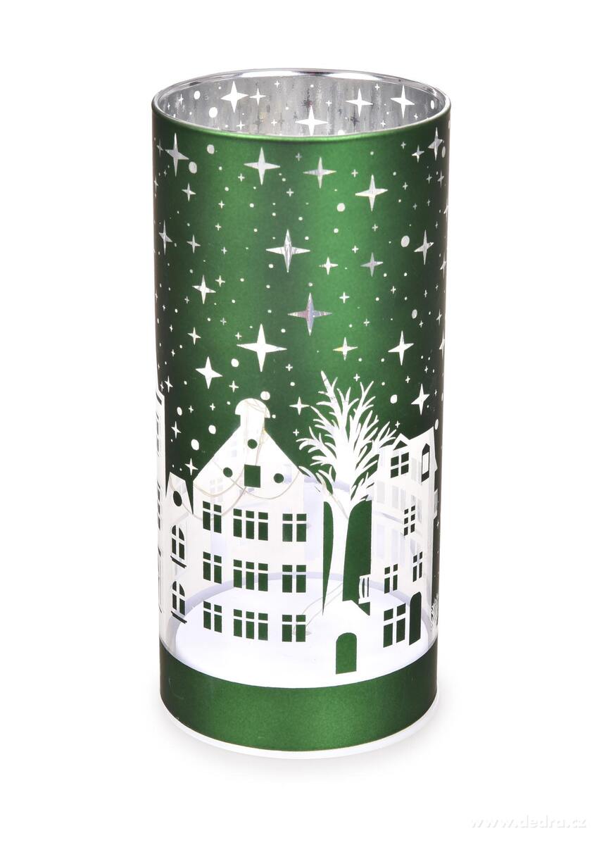 ZIMN├Ź M─ÜSTE─îKO | LED sklen─Ťn├Ż sv├şcen | zelen├Ż | 15 cm - obr├ízek 2 | Sv├şcny | Grand M├│da