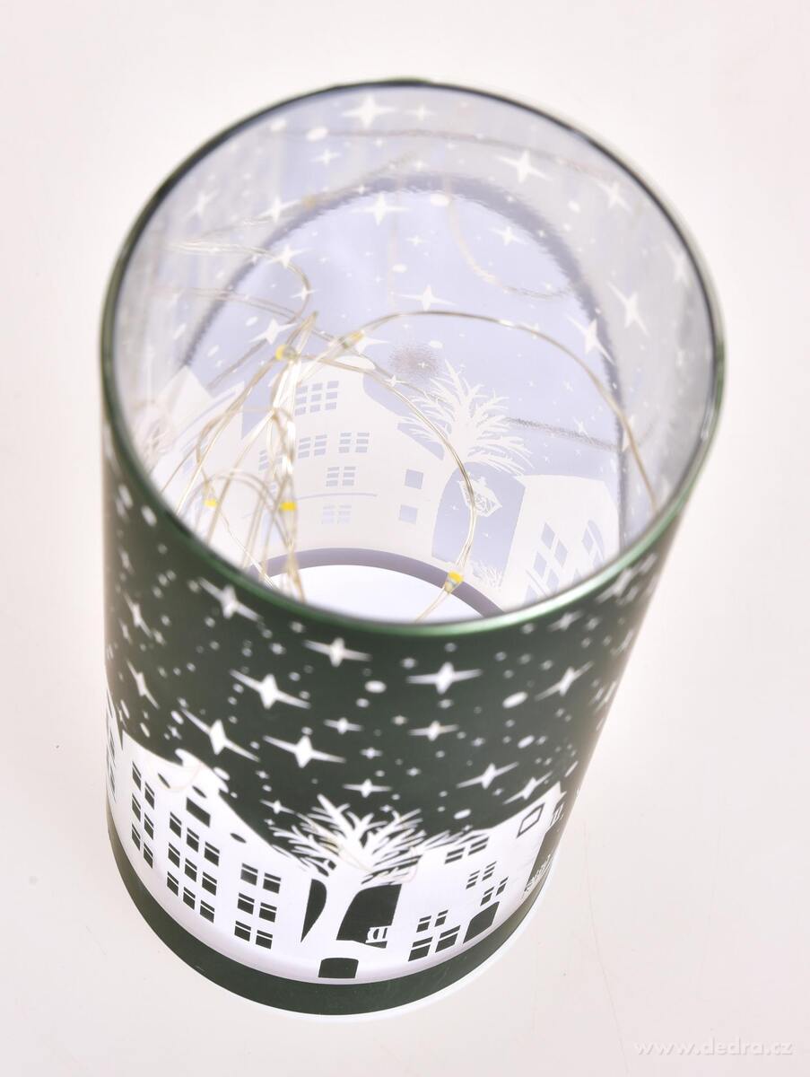 ZIMN├Ź M─ÜSTE─îKO | LED sklen─Ťn├Ż sv├şcen | zelen├Ż | 15 cm - obr├ízek 5 | Sv├şcny | Grand M├│da