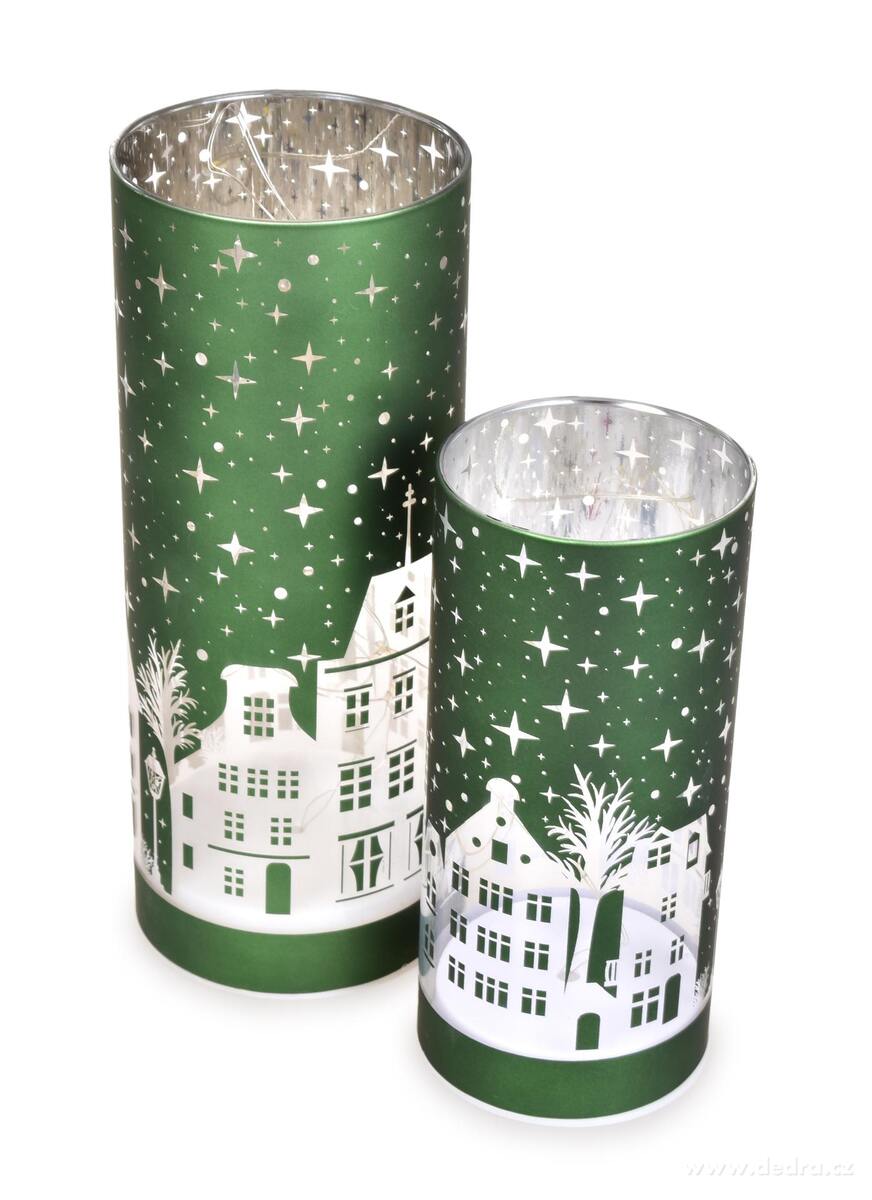 ZIMN├Ź M─ÜSTE─îKO | LED sklen─Ťn├Ż sv├şcen | zelen├Ż | 20 cm - obr├ízek 4 | Sv├şcny | Grand M├│da