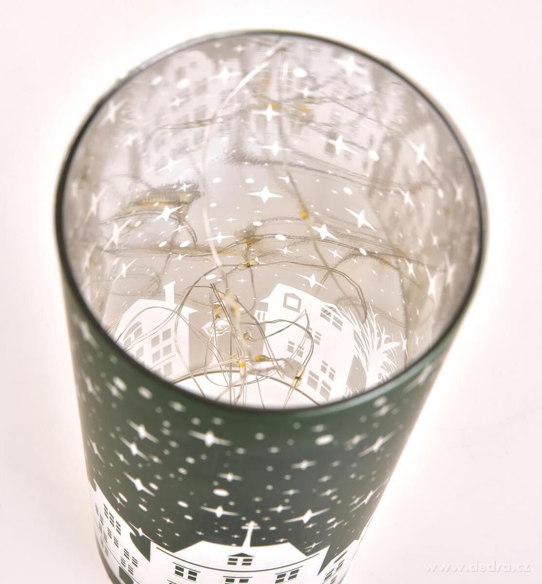 ZIMN├Ź M─ÜSTE─îKO | LED sklen─Ťn├Ż sv├şcen | zelen├Ż | 20 cm - obr├ízek 5 | Sv├şcny | Grand M├│da