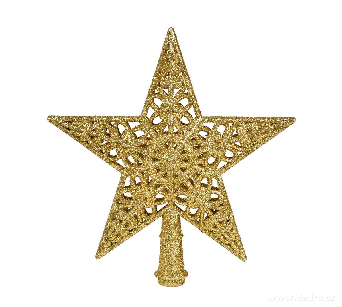 VÁNOČNÍ KORUNA, hvězda na stromek, zlatá krajková třpytivá