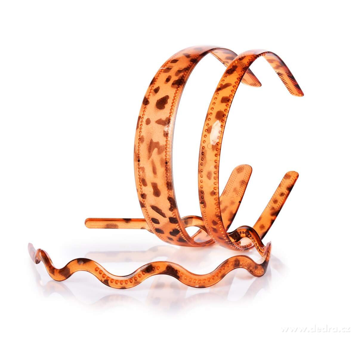 HAIRÉLLE, sada 3 ks plastových čelenek do vlasů, tygrovaný design & hřebínky