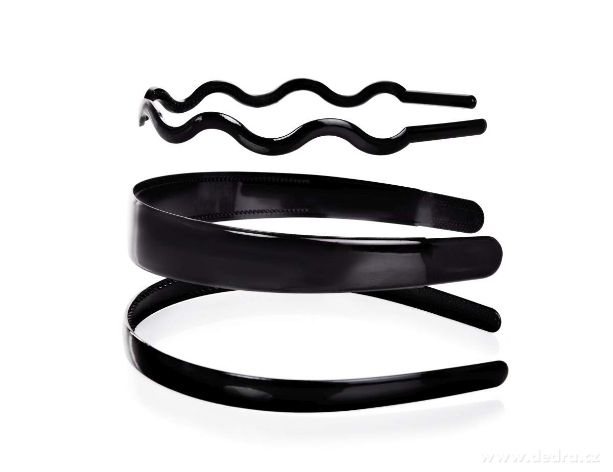 HAIRÉLLE, sada 3 ks plastových čelenek do vlasů, černý design & hřebínky – náhled 4 | Grand Móda