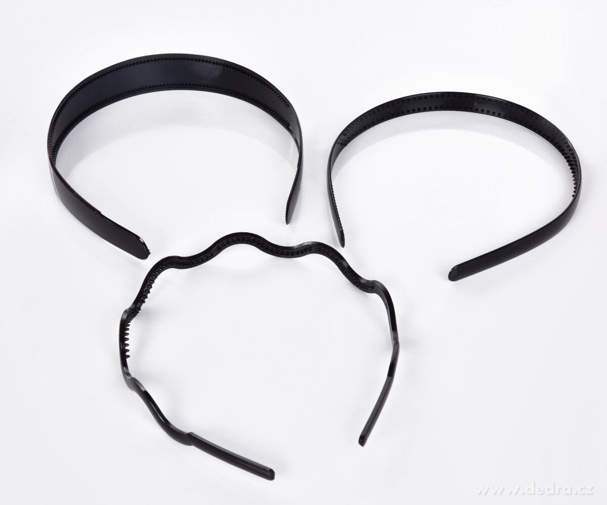 HAIRÉLLE, sada 3 ks plastových čelenek do vlasů, černý design & hřebínky – náhled 6 | Grand Móda