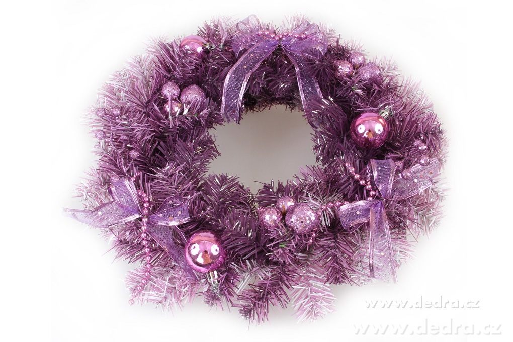 46 cm Velký fialový dekorativní věnec na stěnu nebo na dveře – náhled 2 | Grand Móda