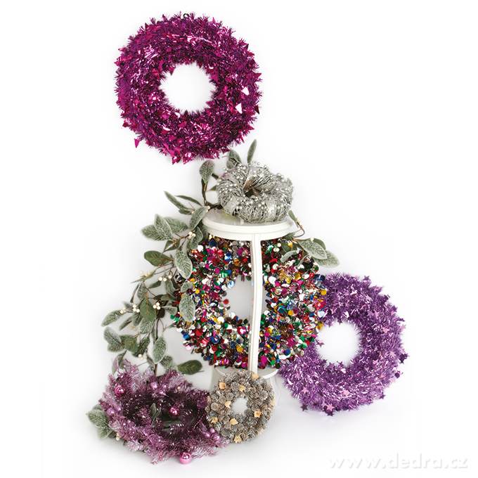 46 cm Velký fialový dekorativní věnec na stěnu nebo na dveře – náhled 4 | Grand Móda