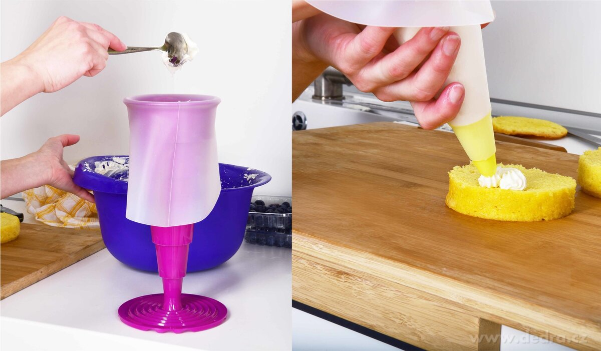 CREMO, silikonový omyvatelný zdobicí sáček + 5 špiček, pro profi zdobení dezertů – náhled 4 | Grand Móda