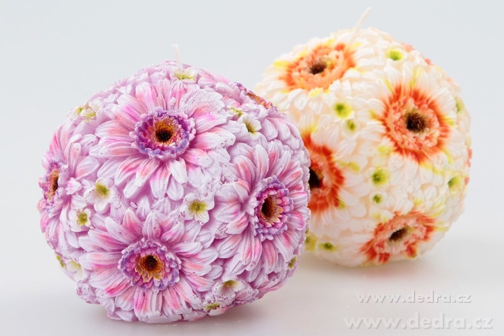 12 cm svíce květinová koule, oranžovo-bílé gerbery – náhled 3 | Grand Móda
