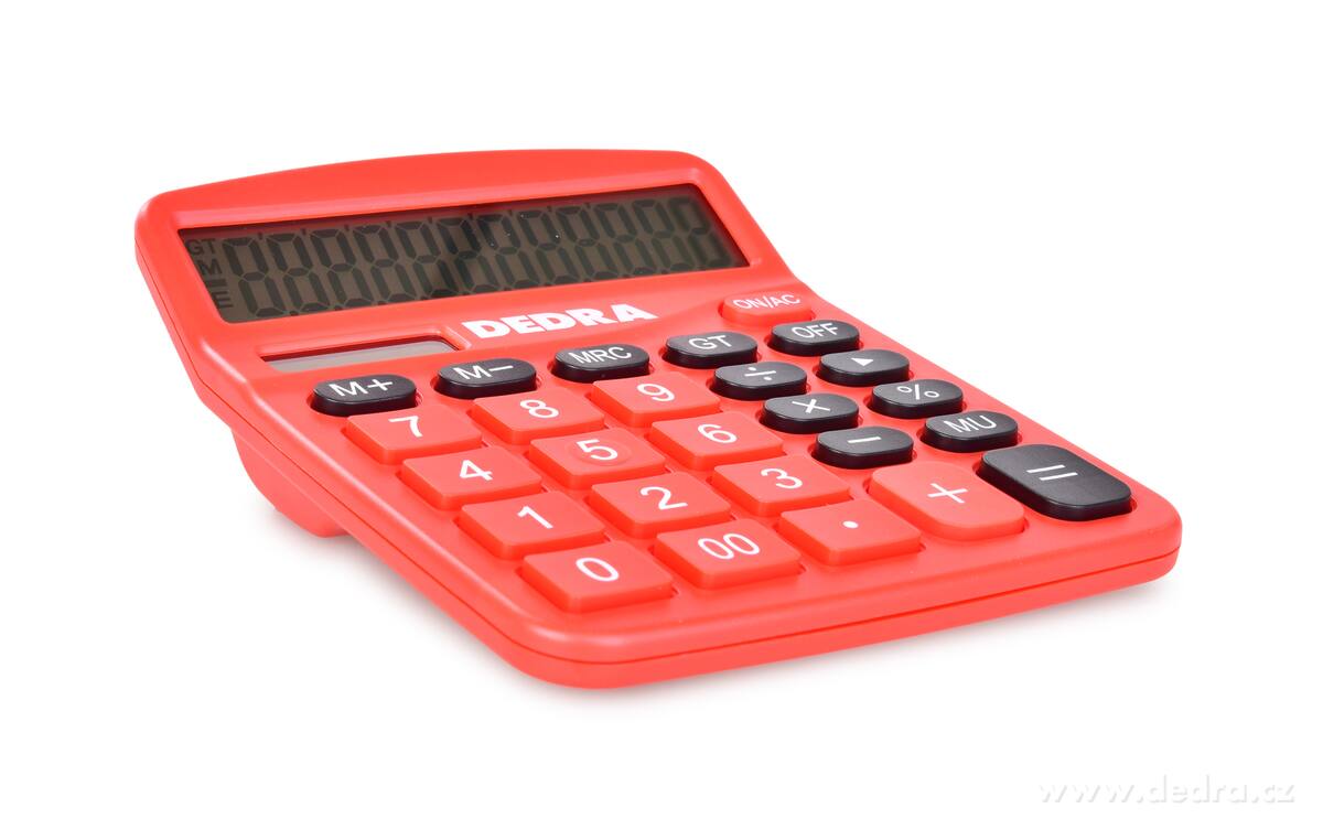 OFFICE, Solární kalkulačka s velkým displejem, červená, 12místný LCD – náhled 2 | Grand Móda