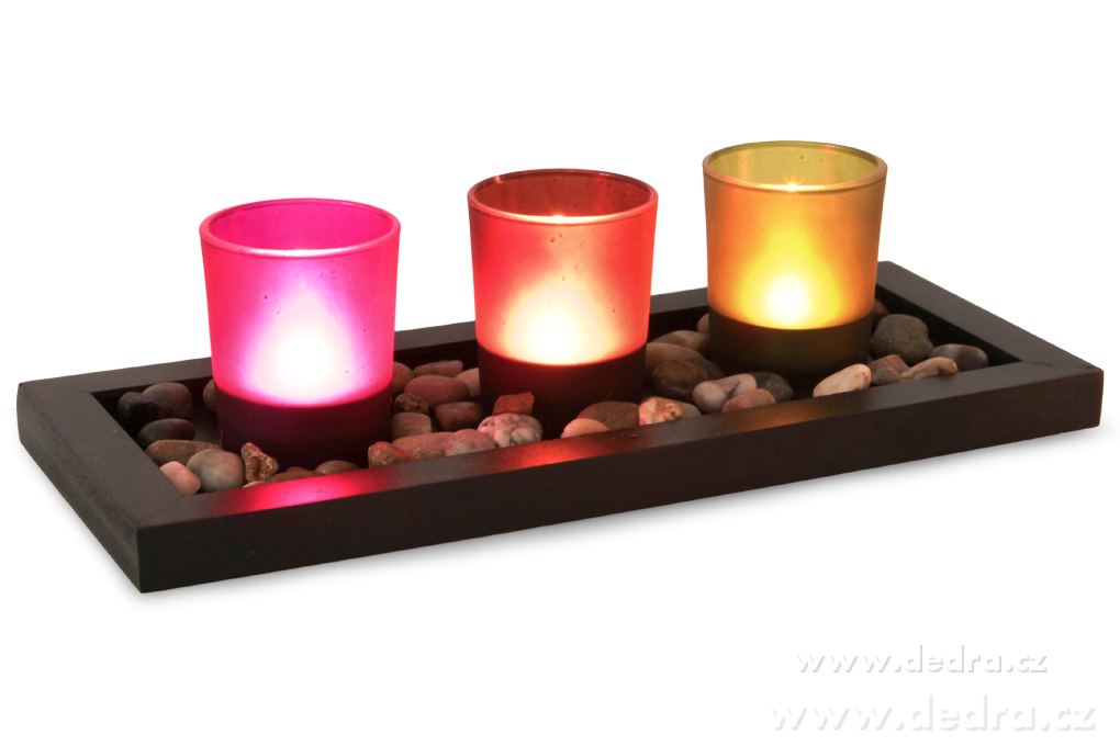 3 ks skleněný svícen, na dřevěn.podstavci – náhled 4 | Grand Móda