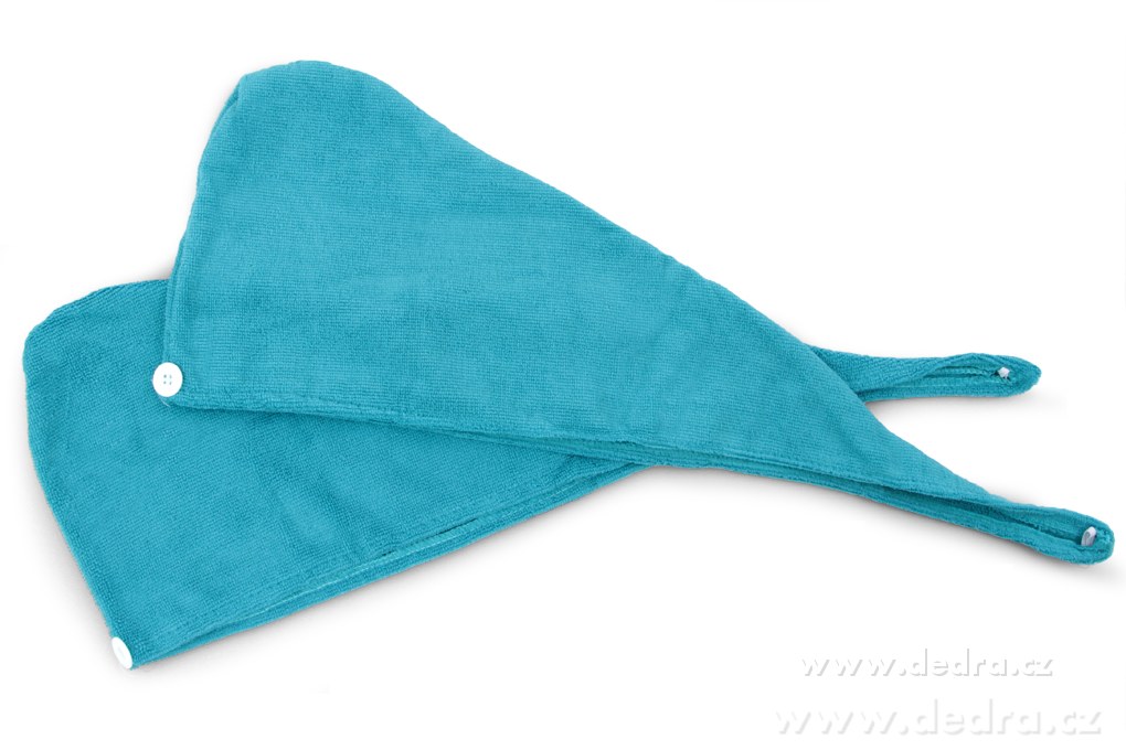 2 ks turban na vysoušení vlasů tyrkysový – náhled 2 | Grand Móda