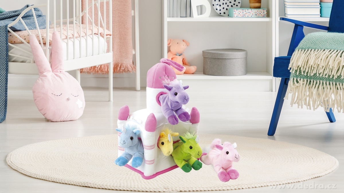 32 cm plyšový HRAD a 5 pohádkových jednorožců – náhled 3 | Grand Móda