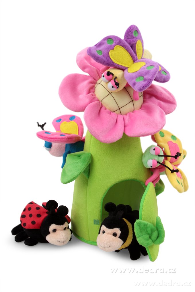 37 cm plyšová KVĚTINA domeček pro 5 hmyzích kamarádů | Plyíové a textilní ­čžŞ | Grand Móda