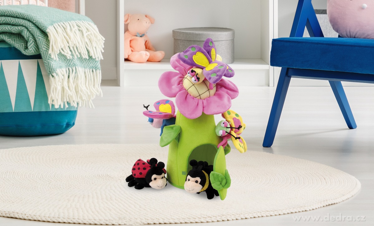 37 cm plyšová KVĚTINA domeček pro 5 hmyzích kamarádů – náhled 3 | Grand Móda