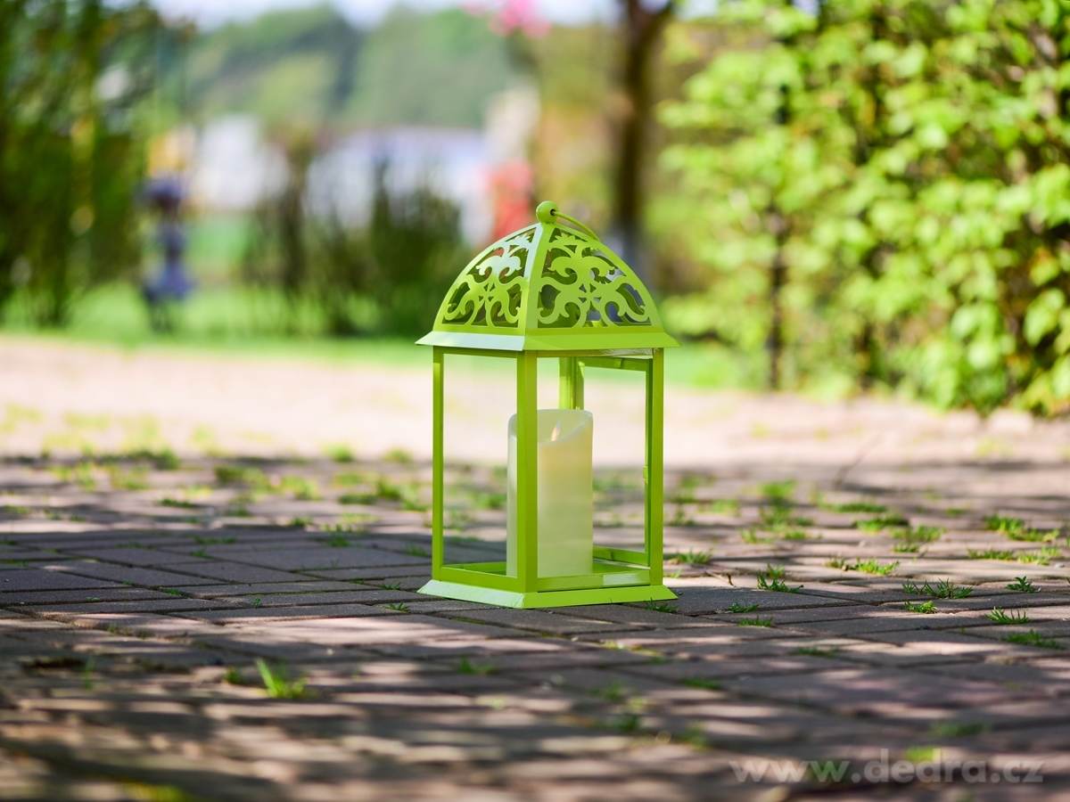 Kovová lucerna, 35 cm, jasně zelená – náhled 2 | Grand Móda