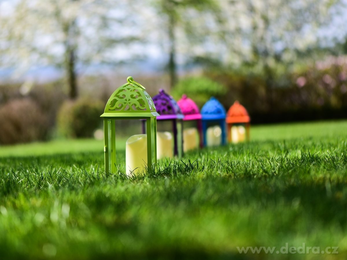 Kovová lucerna, 35 cm, jasně zelená – náhled 3 | Grand Móda