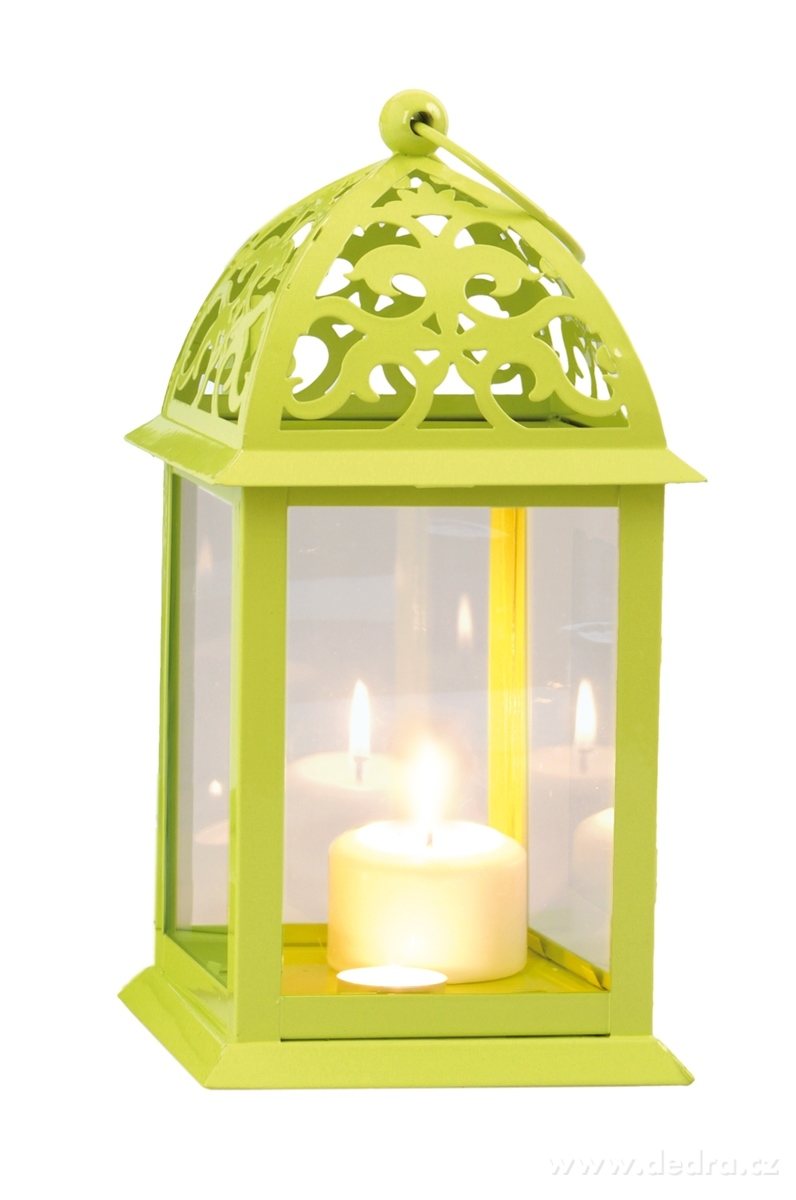 Kovová lucerna, 35 cm, jasně zelená – náhled 4 | Grand Móda