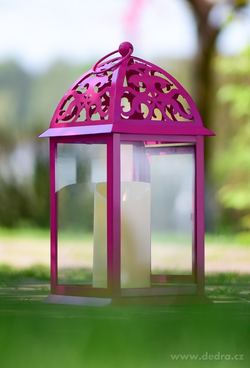 Kovová lucerna, 35 cm, fuchsiová | Lucerny | Grand Móda