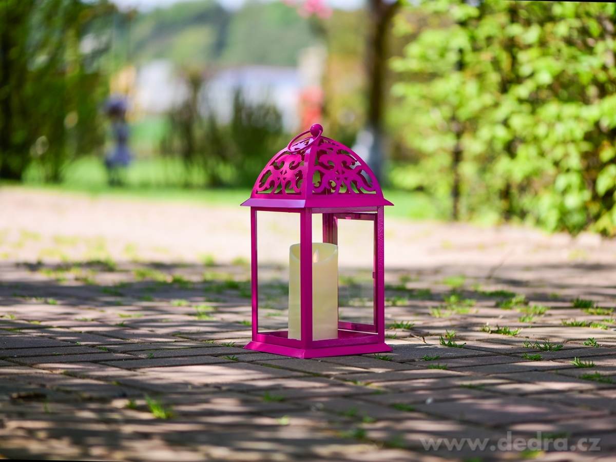 Kovová lucerna, 35 cm, fuchsiová – náhled 2 | Grand Móda