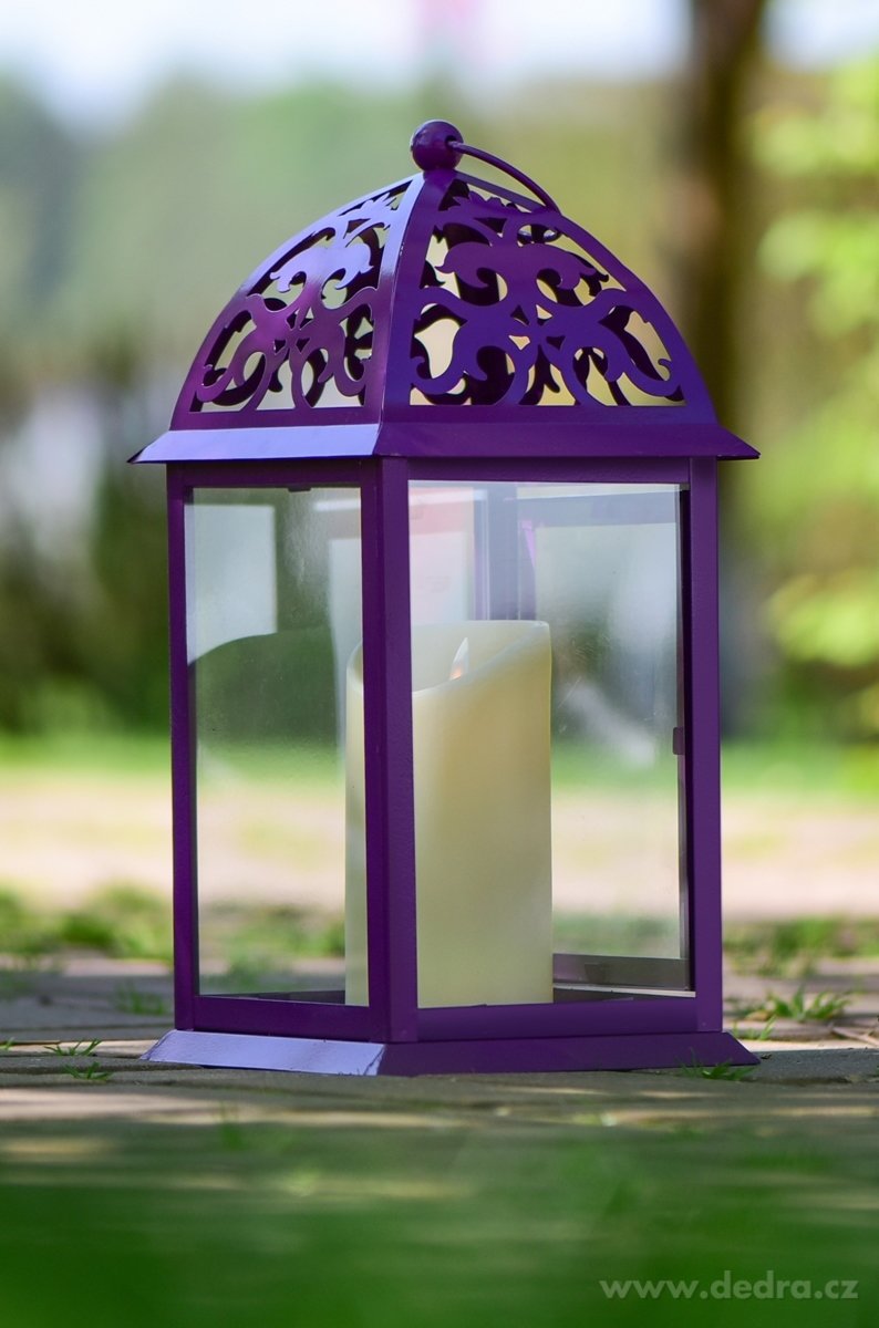 Kovová lucerna, 35 cm, fialová | Lucerny | Grand Móda